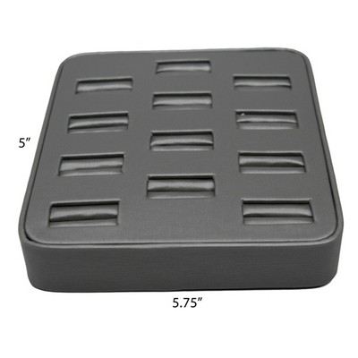 12 Slot Steel Gray Ring/Cufflink Jewelry Display