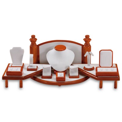 Gold Maple Wood Gem Showcase Display Set