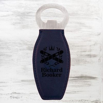 Blue Leatherette Bottle Opener w/ Magnet