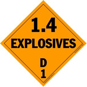 Explosives Class 1.4D Polycoated Tagboard Placard - 10.75" x 10.75"