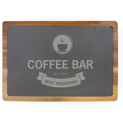Acacia Wood & Slate Cutting Board, 13x9"