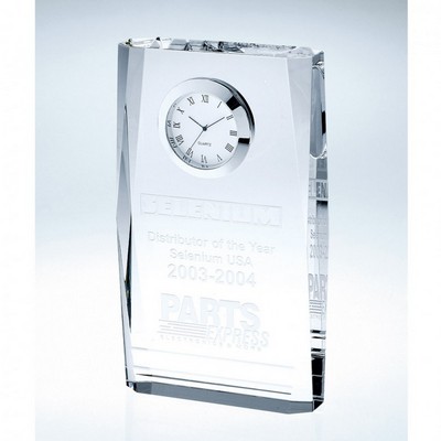 Beveled Plaque Crystal Clock, 7"H