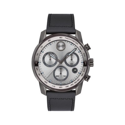 Movado BOLD Verso Gent's Grey Watch w/Navy Blue Leather Strap