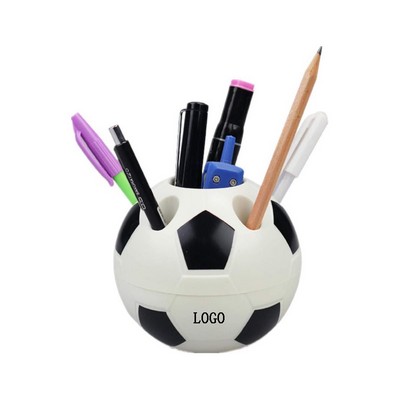 4 1/3" Plastic Soccer Ball Shaped Pen/Pencil Holder