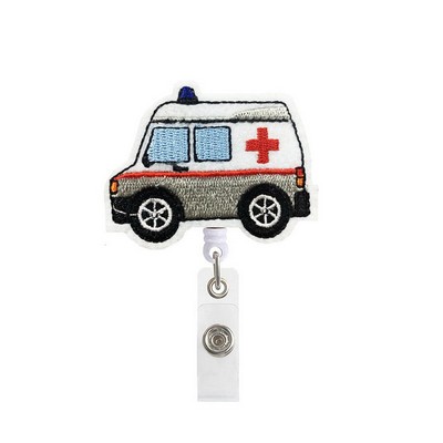 Ambulance Felt Embroidery Pull Reel/Badge Reel