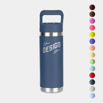 18 Oz YETI® Rambler Stainless Steel Insulated Water Bottle w/ Matching Straw Cap