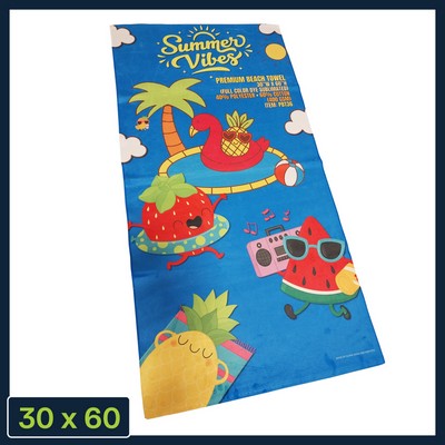Premium | Beach Towel - 30"w x 60"h - (Full Color Dye Sublimated) | Decorated in the USA 400GSM