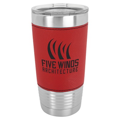 Polar Camel 20 oz. Red Laserable Leatherette Tumbler with Clear Lid