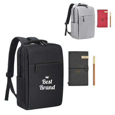 Nylon Backpack Set With Notebook And Pen