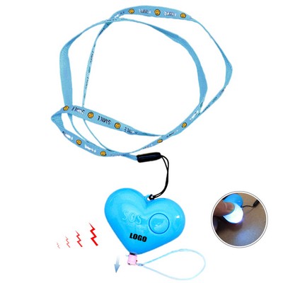 Lanyard Heart Safety Alarm Keychain with LED Light and 120DB Panic Sound