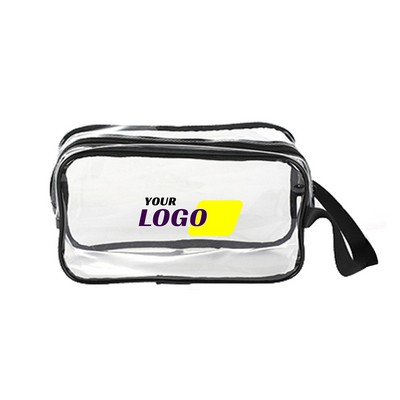 Clear PVC Cosmetic Toilet Bag with Stitched Zipper for Secure Storage