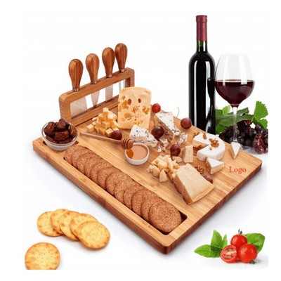 Cheese Bamboo Chopping Board W/ 4 Cutters