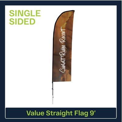 Value 9' Straight Flag - Single Sided w/Spike Base and Carry Bag