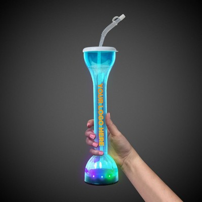 17 Oz. Transparent Blue LED Yard Glass w/Full Color Imprint