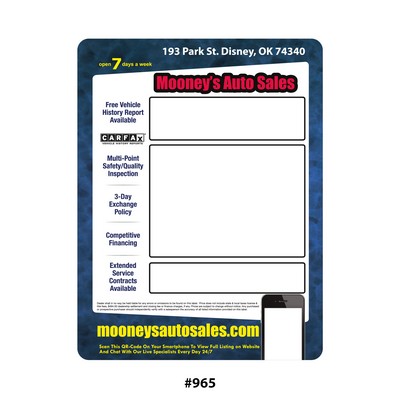 Custom Outdoor LASER-FORMS™ (1 Up-8½"x11")