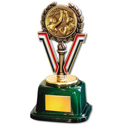 Stock 7" Trophy with 2" Victory Female and Engraving Plate