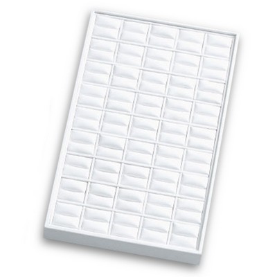 White Leatherette 45 Ring Slot Stand