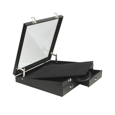Angle Glass-Top Display Case w/Pullout Tray