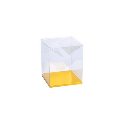 Clear Box w/Gold Bottom (3" x 3" x 5½")