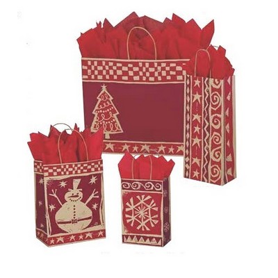 Medium Homespun Christmas Kraft Bag