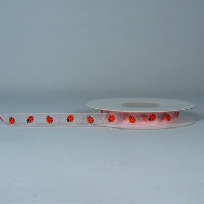 Pink Sheer Ribbon w/Lady Bug Print