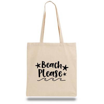 Lightweight Natural Canvas Convention Tote Bag with Shoulder Strap