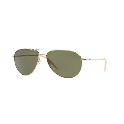 Oliver Peoples® Benedict Gold/Green Polarized™ Sunglasses