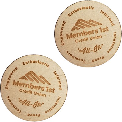 Wood Lapel Pins - 1" W x 1" H