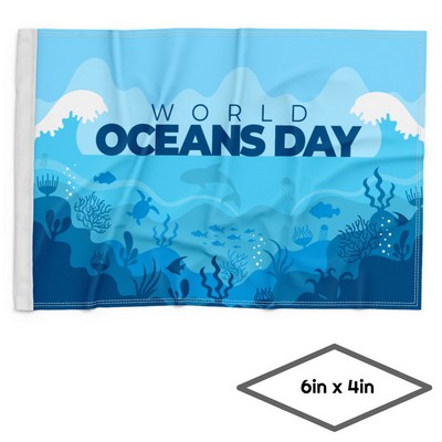 Single-Sided Dye Sublimation 1-Layer 6in x 4in Hand Flag