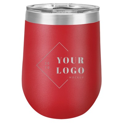 Red Stemless Tumbler, 12 oz. Insulated Polar Camel with Clear Lid
