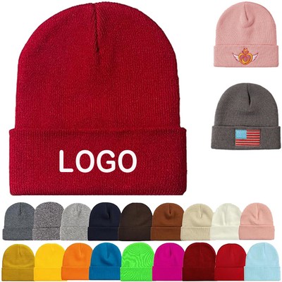 Soft Slouchy Winter Knitted Cuffed Beanie