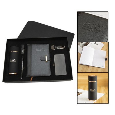 6Pcs Gift Box Set: Tumbler, Notebook, Gel Pen, Keyring, USB Flash Drive and Power Bank