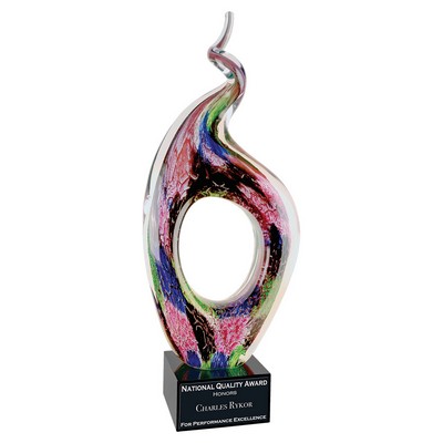 13.5" Twist Top Art Glass with Square Black Base