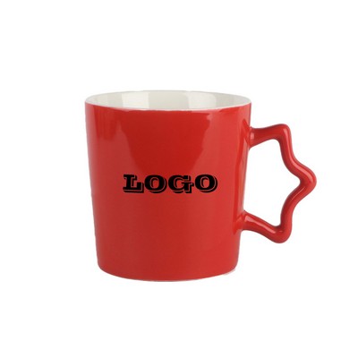 Star Handle Red Ceramic Coffee Cup