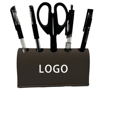 Leather Desk Pen Holder Stationery Storage