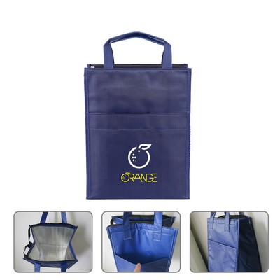 RPET laminated cooler bag with front pocket colorful printed