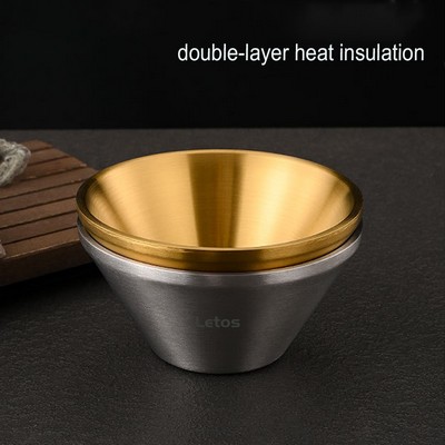 500ML 304 Silvery Stainless Steel Double-layered Anti-scalding Broad-brimmed Rice Hat Bowl