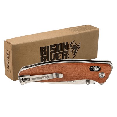 Bison River 4.5" Wood Button Lock Folding Knife