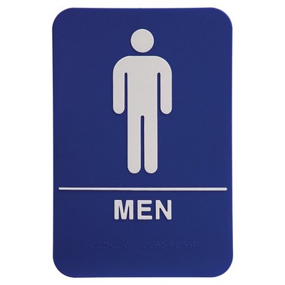 Kota Pro ADA 6" x 9" Blue/White Men Accessible Restroom Sign