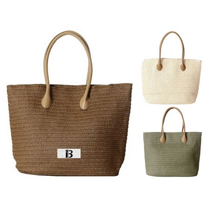 Boho Straw Shoulder Bag - Large Beach Tote