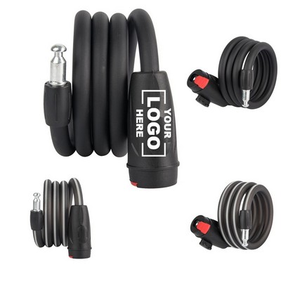 Bike Cable Lock with Key for Mountain and Road Bikes, Reflective Single Ring Design
