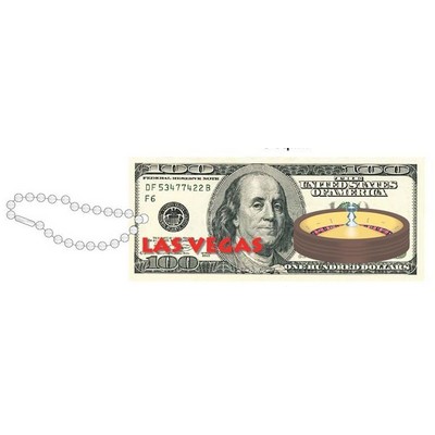 Vegas Roulette Table On $100 Bill Key Chain w/ Black Back (3 Square Inch)