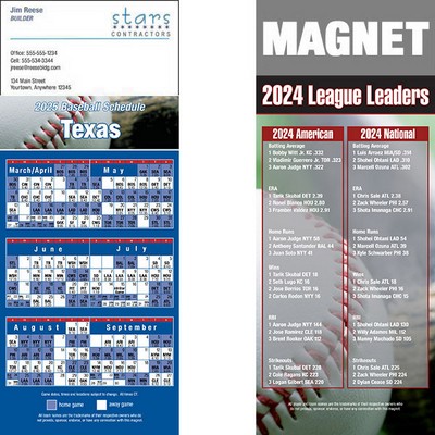 Texas Pro Baseball Schedule Magnet (3 1/2"x8 1/2")