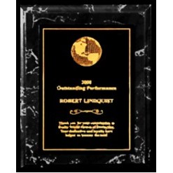 Black Marble finish Plaque with Engraved Metal Panel - 5" x 7"