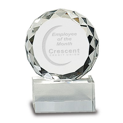 Round Faceted Crystal on Clear Pedestal Base (4")