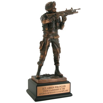 11 ½" Bronze Electroplated Army Soldier Trophy