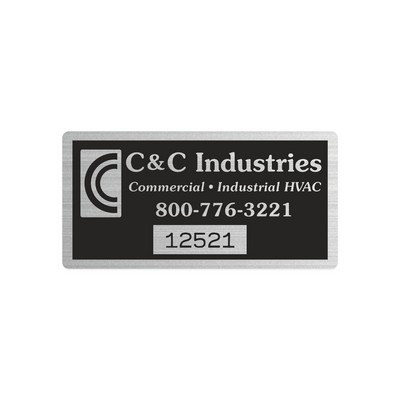 Idento® Identification Decal | Rectangle | 2" x 4" | Brushed Chrome Poly
