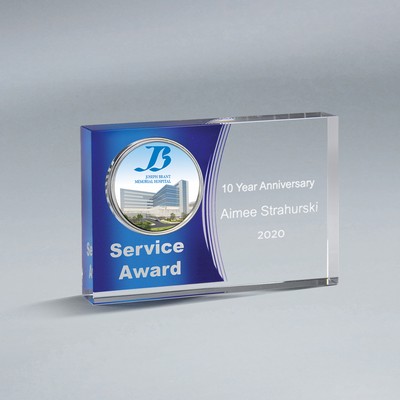 Crystal Tablet with Digi-Color Logo Medallion (4"x6"x1")