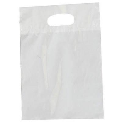 2.0 Mil Low Density Poly Fold Over Die Cut White Merchandise Bag (9"x12")