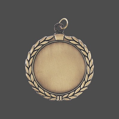 2 1/2" Antique Bronze Wreath 2" Insert Holder Medal